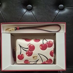 Coach Mini Cosmetic Case 🍒Cherry Print